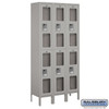 See-Through Metal Locker - Double Tier 3 Wide 6 Feet High 12 Inches Deep Gray Assemled