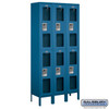 See-Through Metal Locker - Double Tier 3 Wide 6 Feet High 12 Inches Deep Blue Unassembled