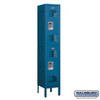 Vented Metal Locker - Double Tier 1 Wide 5 Feet High 12 Inches Deep Blue Unassembled