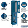 Extra Wide Vented Metal Locker - Double Tier 1 6 Feet High 18 Inches Deep Blue Unasse