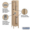 Extra Wide Vented Metal Locker - Single Tier 1 6 Feet High 18 Inches Deep Tan Unassem