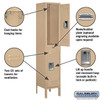 Standard Metal Locker - Double Tier 1 Wide 5 Feet High 12 Inches Deep Tan Assembled