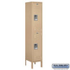 Standard Metal Locker - Double Tier 1 Wide 5 Feet High 12 Inches Deep Tan Unassembled