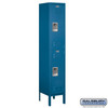 Standard Metal Locker - Double Tier 1 Wide 5 Feet High 12 Inches Deep Blue Assembled