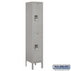 Standard Metal Locker - Double Tier 1 Wide 5 Feet High 12 Inches Deep Gray Assembled