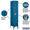 Standard Metal Locker - Single Tier 1 Wide 5 Feet High 15 Inches Deep Blue Assembled