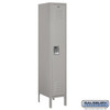 Standard Metal Locker - Single Tier 1 Wide 5 Feet High 15 Inches Deep Gray Assembled