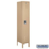 Standard Metal Locker - Single Tier 1 Wide 5 Feet High 15 Inches Deep Tan Assembled