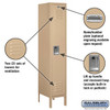 Standard Metal Locker - Single Tier 1 Wide 5 Feet High 15 Inches Deep Tan Unassembled