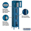 Extra Wide Vented Metal Locker - Four Tier 1 6 Feet High 18 Inches Deep Blue Unassemb