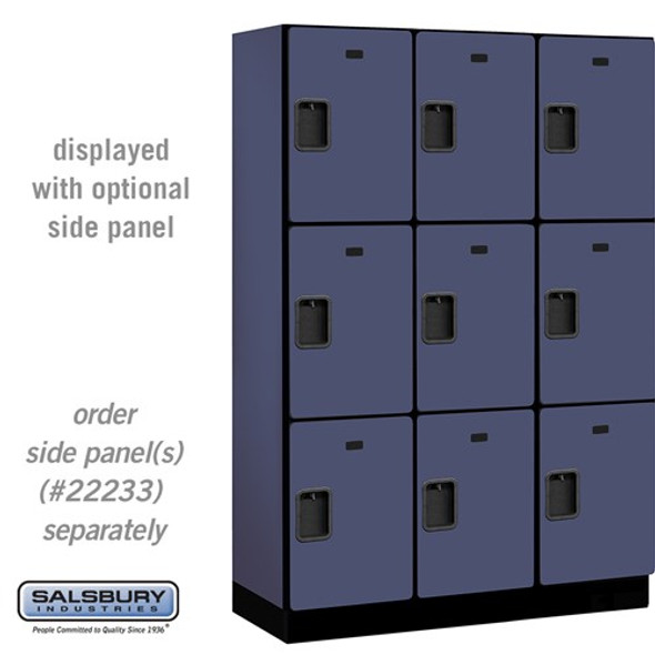 Salsbury 18" Wide Triple Tier Designer Wood Locker - 3 Wide - 6 Feet High - 18 Inches Deep - Blue Salsbury 18" Wide Triple Tier Designer Wood Locker - 3 Wide - 6 Feet High - 18 Inches Deep - Blue