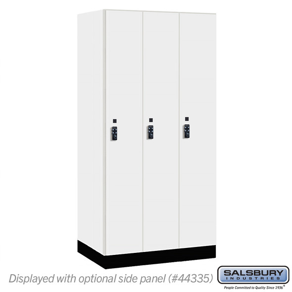 Salsbury 12" Wide Premier Wood Locker - Single Tier - 3 Wide - 6 Feet High - 21" Deep - Arctic White - Resettable Combination Locks