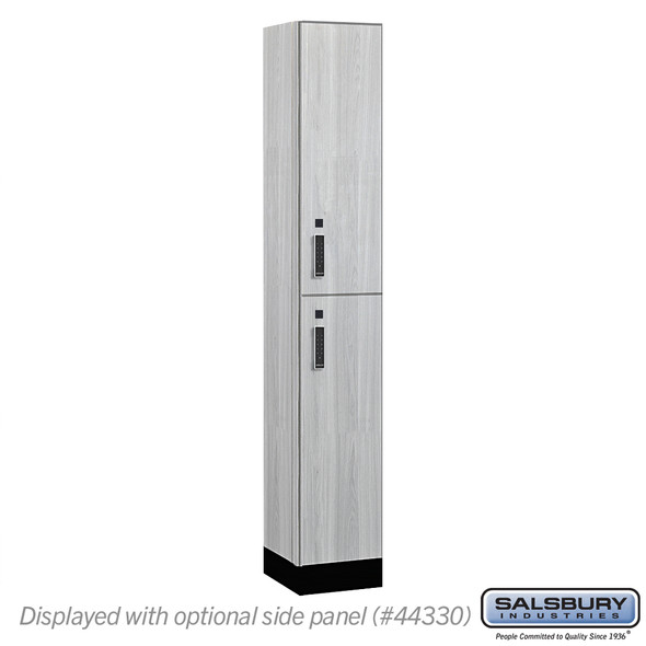 Salsbury 12" Wide Premier Wood Locker - Double Tier - 1 Wide - 6 Feet High - 15" Deep - Silver Teak - Electronic Locks