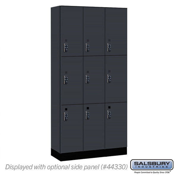 Salsbury 12" Wide Premier Wood Locker - Triple Tier - 3 Wide - 6 Feet High - 15" Deep - Skyline Walnut - Resettable Combination Locks