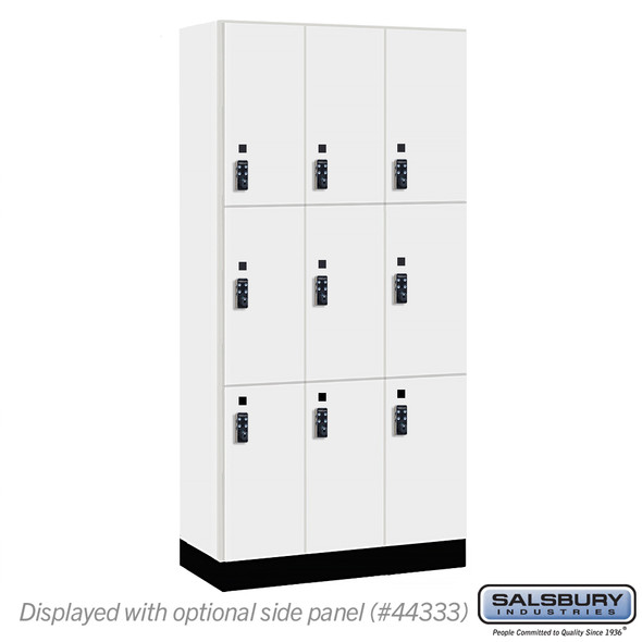 Salsbury 12" Wide Premier Wood Locker - Triple Tier - 3 Wide - 6 Feet High - 18" Deep - Skyline Walnut - Resettable Combination Locks