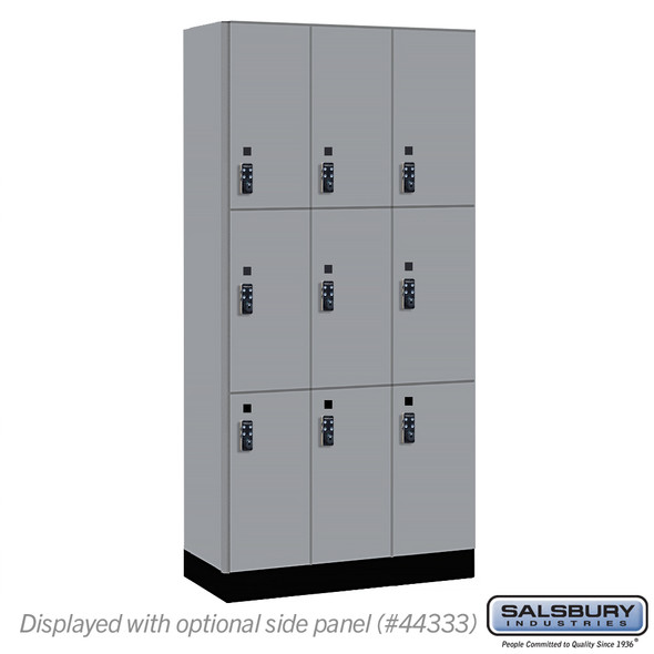 Salsbury 12" Wide Premier Wood Locker - Triple Tier - 3 Wide - 6 Feet High - 18" Deep - Skyline Walnut - Resettable Combination Locks