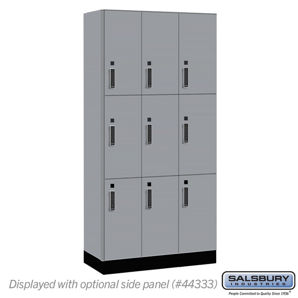 Salsbury 12" Wide Premier Wood Locker - Triple Tier - 3 Wide - 6 Feet High - 18" Deep - Skyline Walnut - Electronic Locks