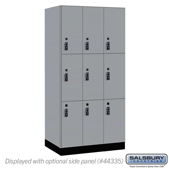 Salsbury 12" Wide Premier Wood Locker - Triple Tier - 3 Wide - 6 Feet High - 21" Deep - Skyline Walnut - Resettable Combination Locks