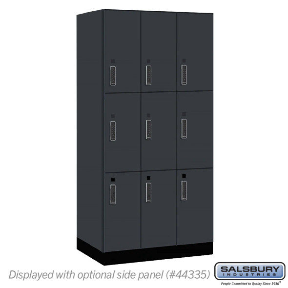 Salsbury 12" Wide Premier Wood Locker - Triple Tier - 3 Wide - 6 Feet High - 21" Deep - Skyline Walnut - Electronic Locks