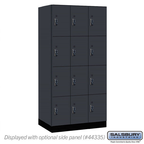 Salsbury 12" Wide Premier Wood Locker - Four Tier - 3 Wide - 6 Feet High - 21" Deep - Skyline Walnut - Resettable Combination Locks