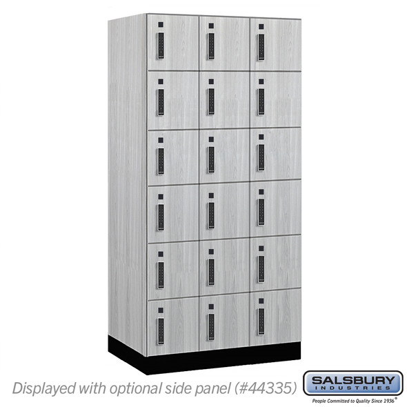 Premier Wood Locker - Six Tier Box Style - 3 Wide - 6 Feet High - 21" Deep Silver Teak