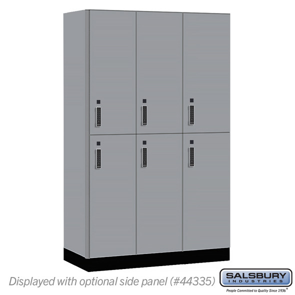 Salsbury 15" Wide Premier Wood Locker - Double Tier - 3 Wide - 6 Feet High - 21" Deep - Skyline Walnut - Electronic Locks