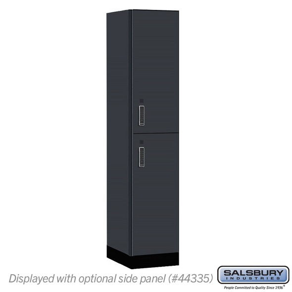 Salsbury 15" Wide Premier Wood Locker - Double Tier - 1 Wide - 6 Feet High - 21" Deep - Silver Teak - Electronic Locks