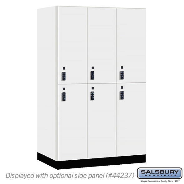 Salsbury 15" Wide Premier Wood Locker - Double Tier - 3 Wide - 6 Feet High - 24" Deep - Silver Teak - Resettable Combination Locks