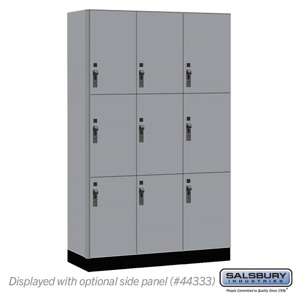 Salsbury 15" Wide Premier Wood Locker - Triple Tier - 3 Wide - 6 Feet High - 18" Deep - Skyline Walnut - Hasp