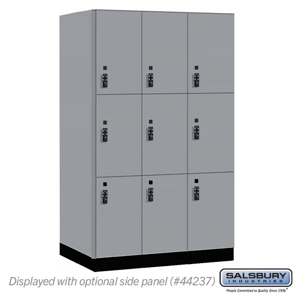 Salsbury 15" Wide Premier Wood Locker - Triple Tier - 3 Wide - 6 Feet High - 24" Deep - Arctic White - Resettable Combination Locks