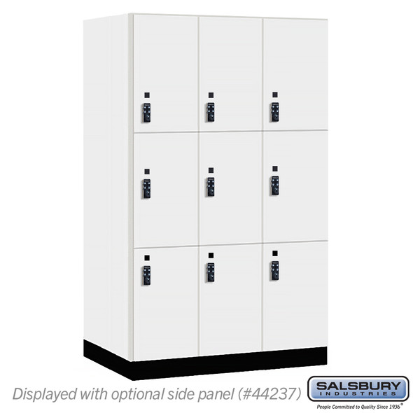 Salsbury 15" Wide Premier Wood Locker - Triple Tier - 3 Wide - 6 Feet High - 24" Deep - Arctic White - Resettable Combination Locks