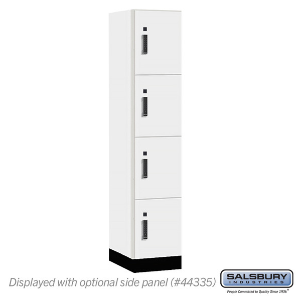 Salsbury 15" Wide Premier Wood Locker - Four Tier - 1 Wide - 6 Feet High - 21" Deep - Arctic White - Electronic Locks