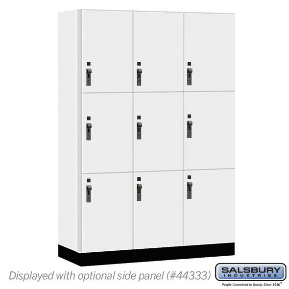 Salsbury 18" Wide Premier Wood Locker - Triple Tier - 3 Wide - 6 Feet High - 18" Deep - Arctic White - Hasp