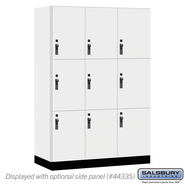 Salsbury 18" Wide Premier Wood Locker - Triple Tier - 3 Wide - 6 Feet High - 21" Deep - Arctic White - Hasp