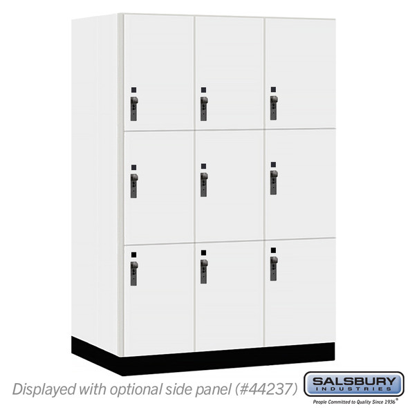 Salsbury 18" Wide Premier Wood Locker - Triple Tier - 3 Wide - 6 Feet High - 24" Deep - Arctic White - Hasp