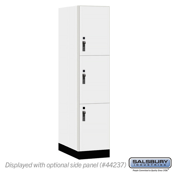 Salsbury 18" Wide Premier Wood Locker - Triple Tier - 1 Wide - 6 Feet High - 24" Deep - Arctic White - Hasp