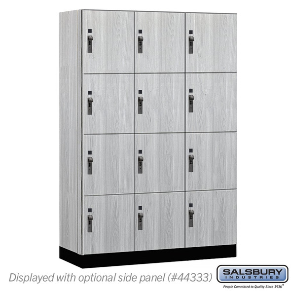 Salsbury 18" Wide Premier Wood Locker - Four Tier - 3 Wide - 6 Feet High - 18" Deep - Arctic White - Hasp