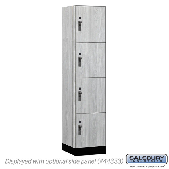 Salsbury 18" Wide Premier Wood Locker - Four Tier - 1 Wide - 6 Feet High - 18" Deep - Arctic White - Hasp