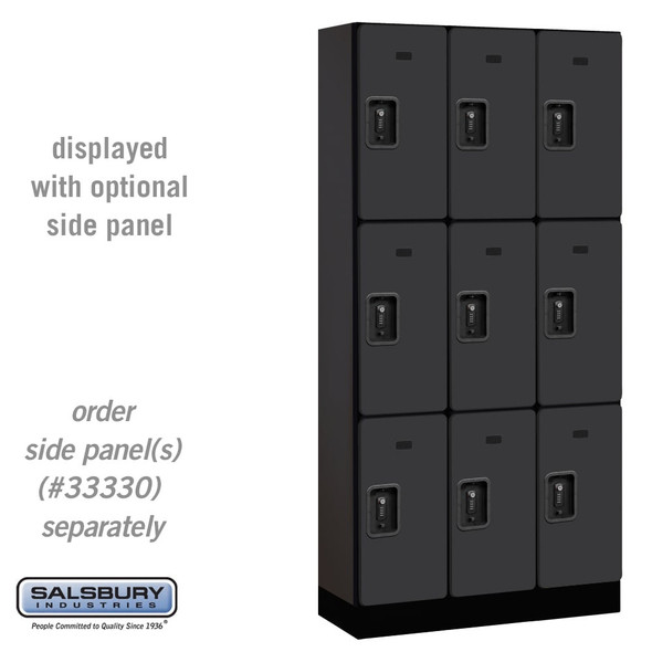 Salsbury 12" Wide Triple Tier Designer Wood Locker - 3 Wide - 6 Feet High - 21 Inches Deep - - Resettable Combination Locks Salsbury 12" Wide Triple Tier Designer Wood Locker - 3 Wide - 6 Feet High - 21 Inches Deep - - Resettable Combination Locks