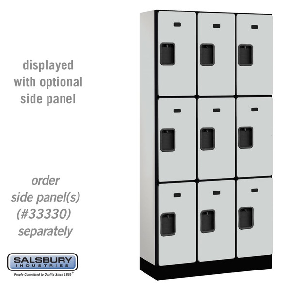 Salsbury 12" Wide Triple Tier Designer Wood Locker - 3 Wide - 6 Feet High - 21 Inches Deep - - Resettable Combination Locks Salsbury 12" Wide Triple Tier Designer Wood Locker - 3 Wide - 6 Feet High - 21 Inches Deep - - Resettable Combination Locks