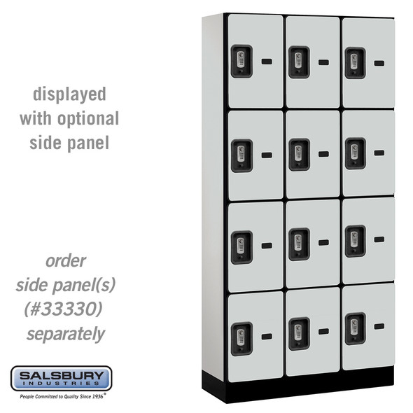 Salsbury 12" Wide Four Tier Designer Wood Locker - 3 Wide - 5 Feet High - 15 Inches Deep - - Resettable Combination Locks Salsbury 12" Wide Four Tier Designer Wood Locker - 3 Wide - 5 Feet High - 15 Inches Deep - - Resettable Combination Locks