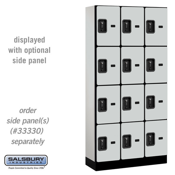 Salsbury 12" Wide Four Tier Designer Wood Locker - 3 Wide - 6 Feet High - 21 Inches Deep - - Resettable Combination Locks Salsbury 12" Wide Four Tier Designer Wood Locker - 3 Wide - 6 Feet High - 21 Inches Deep - - Resettable Combination Locks