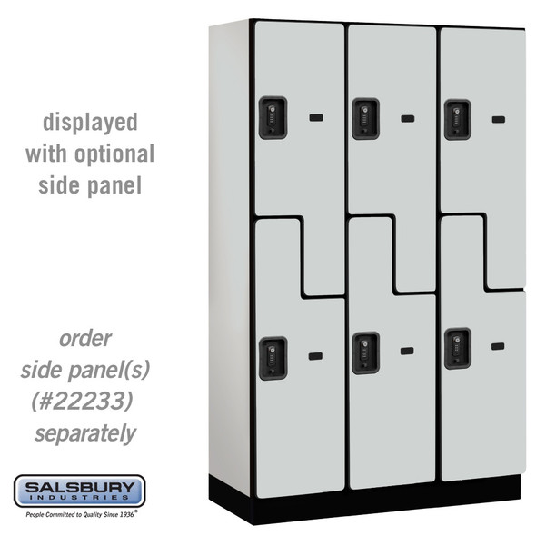 Salsbury 15" Wide Double Tier 'S' Style Designer Wood Locker - 3 Wide - 6 Feet High - 18 Inches Deep - - Resettable Combination Locks Salsbury 15" Wide Double Tier 'S' Style Designer Wood Locker - 3 Wide - 6 Feet High - 18 Inches Deep - - Resettable Combination Locks