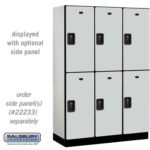 Salsbury 18" Wide Double Tier Designer Wood Locker - 3 Wide - 6 Feet High - 21 Inches Deep - - Resettable Combination Locks Salsbury 18" Wide Double Tier Designer Wood Locker - 3 Wide - 6 Feet High - 21 Inches Deep - - Resettable Combination Locks