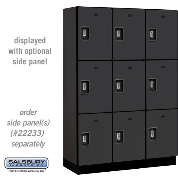 Salsbury 18" Wide Four Tier Designer Wood Locker - 3 Wide - 6 Feet High - 21 Inches Deep - - Electronic Locks Salsbury 18" Wide Four Tier Designer Wood Locker - 3 Wide - 6 Feet High - 21 Inches Deep - - Electronic Locks