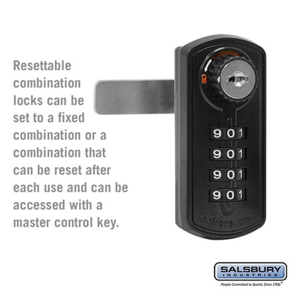 Resettable Combination Lock - for Extra Wide Designer Wood Locker Door