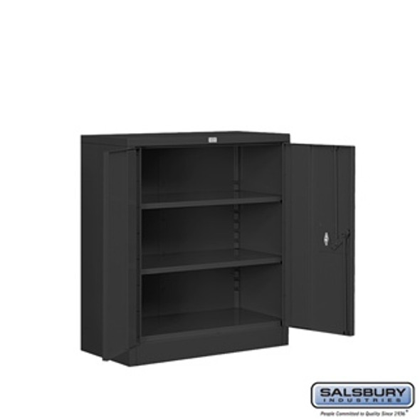 Heavy Duty Storage Cabinet - Counter Height 42 Inches High 18 Deep Black Assembled