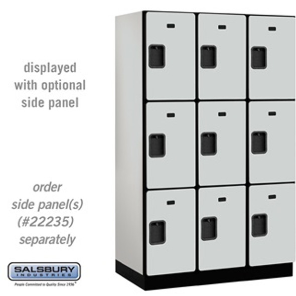 Extra Wide Designer Wood Locker - Triple Tier 3 6 Feet High 21 Inches Deep Gray