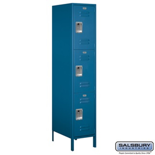 18 Inch Extra Wide Standard Metal Locker - Triple Tier 1 6 Feet High 21 Inches Deep Blu