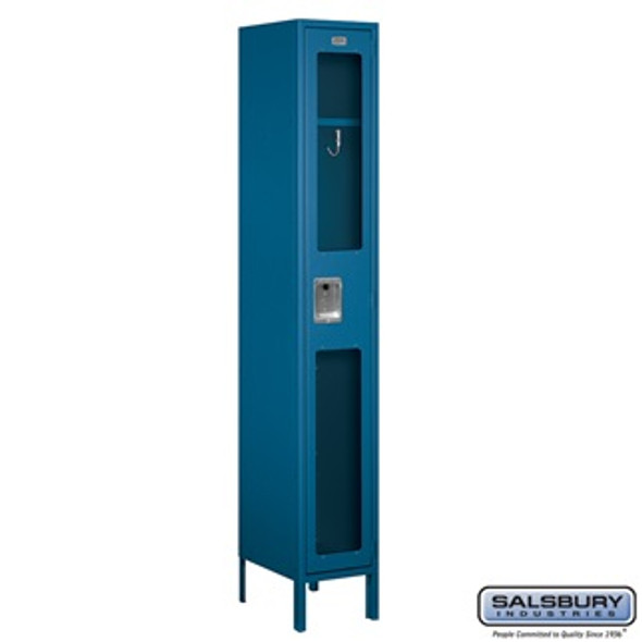 See-Through Metal Locker - Single Tier 1 Wide 6 Feet High 15 Inches Deep Blue Unassembled